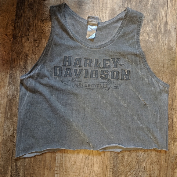 Harley Davidson Distressed Cropped Raw size Large - Picture 6 of 6